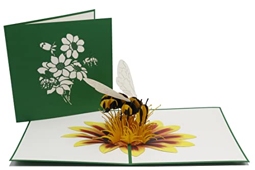 Biene, Honigbiene, Blume, Garten, Imker, 3d Klappkarte, Pop Up Karte, Glückwunschkarte, Grußkarte, Geschenkkarte von design3dkarten