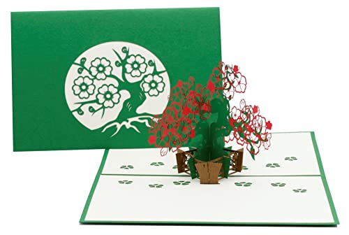Bonsai, Blumenstrauß, Blumen, 3d Klappkarte, Pop Up Karte, Glückwunschkarte, Grußkarte, Geschenkkarte von design3dkarten