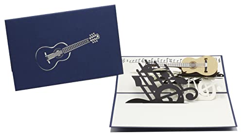Gitarre, Musik-Gutschein, Musiker, Klampfe, Gitarrist, akustik-gitarre, 3d Klappkarte, Pop Up Karte, Glückwunschkarte, Grußkarte, Geschenkkarte von design3dkarten