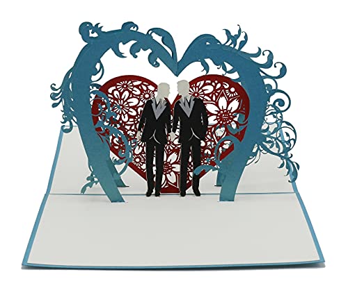 Gleichgeschlechtliches Hochzeitspaar, Heirat, schwule Hochzeit, Mann-Mann, Mr.Mr., gay wedding, Hochzeitskarte, 3d Klappkarte, Pop Up Karte, Glückwunschkarte, Grußkarte, Geschenkkarte von design3dkarten