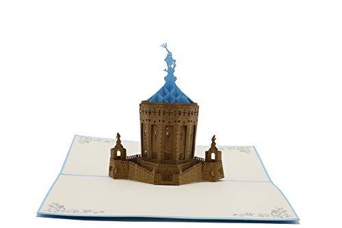 Mannheimer Wasserturm, Wahrzeichen Mannheim, 3d Klappkarte, Pop Up Karte, Glückwunschkarte, Grußkarte, Geschenkkarte von design3dkarten