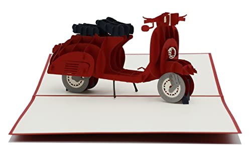 design3dkarten® Motorroller E-Roller Elektroroller Scooter Vespa 3d Klappkarte, Pop Up Karte, Glückwunschkarte, Grußkarte, Geschenkkarte von design3dkarten