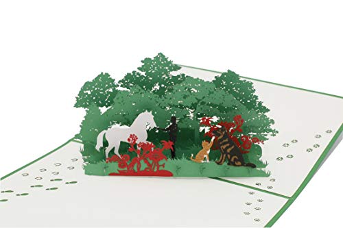 Pferde, Hund, Katze, Natur, Tiere, Wildpferde, Tierliebhaber, 3d Klappkarte, Pop Up Karte, Glückwunschkarte, Grußkarte, Geschenkkarte von design3dkarten