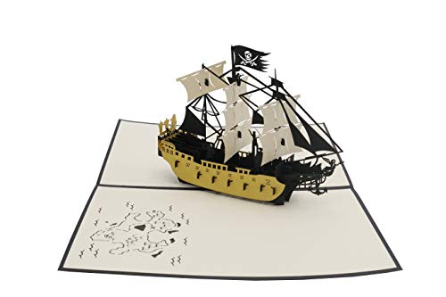 Piratenschiff, Seeräuberschiff, Pirat, Marine, Freibeuter, Korsar, Piratenparty, 3d Klappkarte, Pop Up Karte, Glückwunschkarte, Grußkarte, Geschenkkarte, Geburtstagskarte von design3dkarten