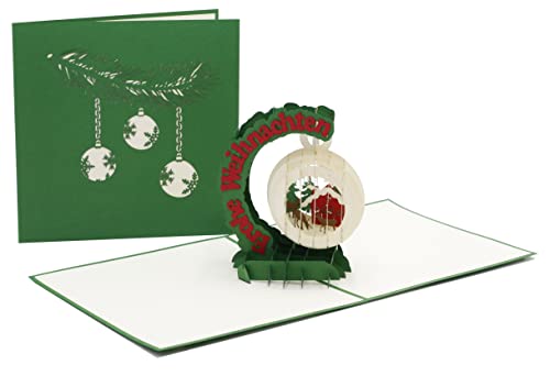 design3dkarten® Schneekugel, Winterlandschaft Weihnachtskarte, Fröhliche Weihnachten, 3D-karte, klappkarte, Pop Up Karte von design3dkarten