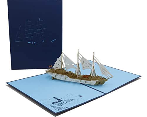 Segelschiff, Windjammer, maritimer Reisegutschein, 3d Klappkarte, Pop Up Karte, Glückwunschkarte, Grußkarte, Geschenkkarte von design3dkarten