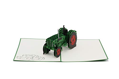 Traktor, Oldtimer, Trecker, Schlepper, Bulldog, Bauernhof, Bauer, 3d Klappkarte, Pop Up Karte, Glückwunschkarte, Grußkarte, Geschenkkarte von design3dkarten