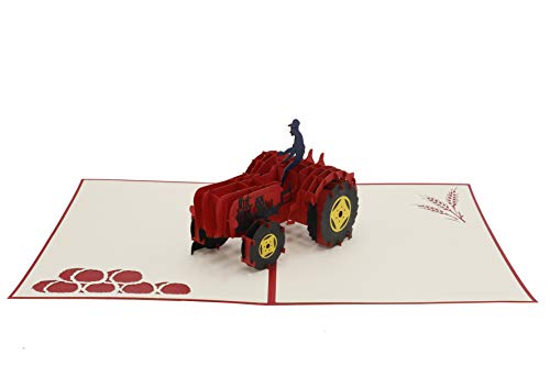 Traktor, rot, Oldtimer, Trecker, Schlepper, Bauernhof, Bauer, Bulldog, 3d Klappkarte, Pop Up Karte, Glückwunschkarte, Grußkarte, Geschenkkarte von design3dkarten