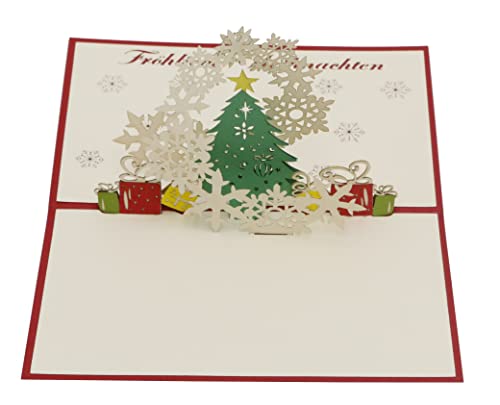 Weihnachtsbaum mit Schneeflocken, Winterlandschaft Weihnachtskarte, 3D-karte, klappkarte, Pop Up Karte von design3dkarten