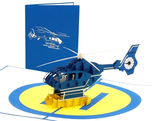 design3dkarten® Hubschrauber, Helikopter, Heli, Hubi, Gutschein Hubschrauberflug, 3D Klappkarte, Pop Up Karte, Glückwunschkarte, Grußkarte, Geschenkkarte von design3dkarten