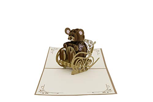 design3dkarten® Teddy Bär, Kindergeburtstag, Teddybär, kuscheltier, teddy bear, 3d Klappkarte, Pop Up Karte, Glückwunschkarte, Grußkarte, Geschenkkarte von design3dkarten