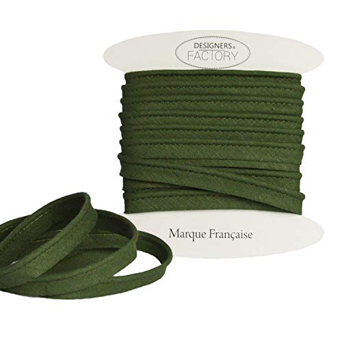 designers-factory Paspelband Baumwolle - Einfach zu nähen und ideal zum Veredeln Ihrer Kreationen. (Um 10 Meter, Khaki) von designers-factory