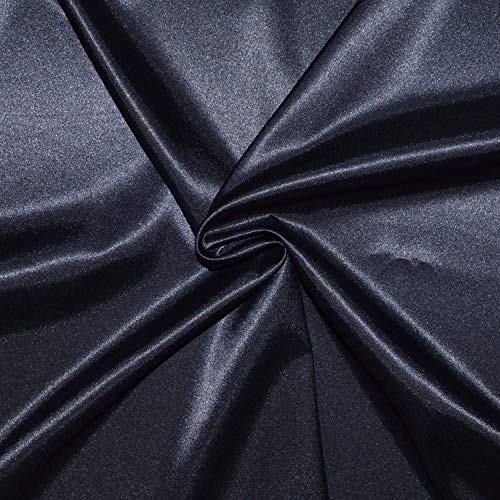 Satinstoff - 3 Meter Stoff aus fließendem Satin, Polyester/Elastan – wunderschöne Qualität – Stoff für Kleid, Rock oder Tunika (Marineblau) von designers-factory