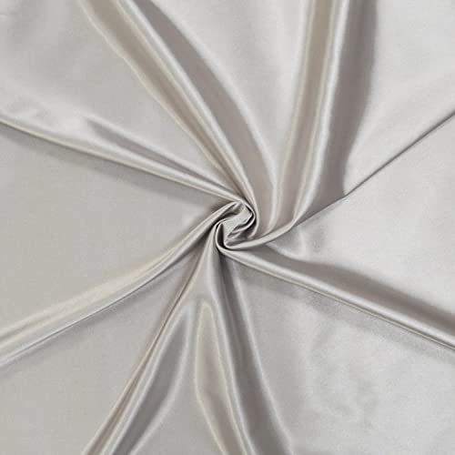 Satinstoff - 3 Meter Stoff aus fließendem Satin, Polyester/Elastan – wunderschöne Qualität – Stoff für Kleid, Rock oder Tunika (Silber) von designers-factory