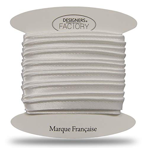Schöne Satin paspelband - ideal für raffinierte Abschlüsse, zum Anbringen zwischen 2 Stoffen oder am Rand Ihrer Kreationen. (Um 10 meter, Weiß) von designers-factory