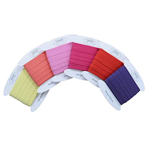 designers-factory Schrägband Baumwolle gefalzt - Schrägband aus Baumwolle - Einfach zu nähen und ideal zum Veredeln Ihrer Kreationen (Satz mit 6 Stück (5 Meter pro Farbe), Satz B) von designers-factory