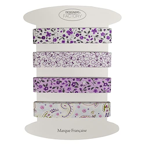 Set von 4 bedrucktes Baumwoll schrägband - Mehrere Farben erhältlich - Set von sehr guter Qualität - 2 Meter pro Farbe - 100% Baumwolle. (Set G) von designers-factory
