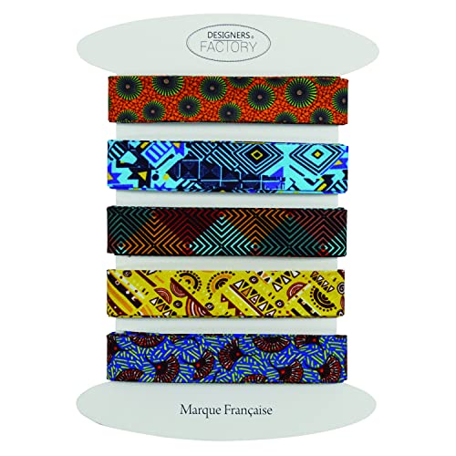 Set von 4 bedrucktes Baumwoll schrägband - Mehrere Farben erhältlich - Set von sehr guter Qualität - 2 Meter pro Farbe - 100% Baumwolle. (Set L) von designers-factory