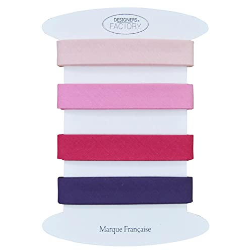 Set von 4 einfarbige Schrägband - Mehrere Farben erhältlich - 2 Meter pro Farbe - Schrägband aus Baumwolle in sehr guter Qualität (Set E) von designers-factory
