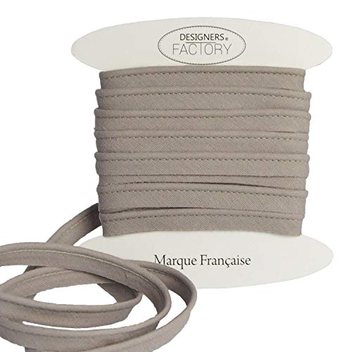 designers-factory Paspelband Baumwolle - Einfach zu nähen und ideal zum Veredeln Ihrer Kreationen. (Um 5 Meter, Hellbraun) von designers-factory