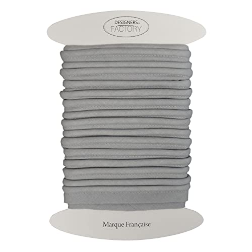 Paspelband Baumwolle grobe Kordel - viele Farben erhältlich - schöne Qualität - Paspelband aus Baumwolle mit einem breiten Kordelzug: 5mm Durchmesser - Verkauf in 5 Meter Packungen. (Hellgrau) von designers-factory