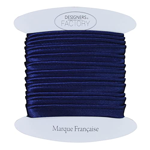 designers-factory Schöne Satin paspelband - ideal für raffinierte Abschlüsse, zum Anbringen zwischen 2 Stoffen oder am Rand Ihrer Kreationen. (Um 10 Meter, Marineblau) von designers-factory