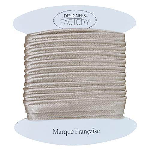 Schöne Satin paspelband - ideal für raffinierte Abschlüsse, zum Anbringen zwischen 2 Stoffen oder am Rand Ihrer Kreationen. (Um 5 meter, Beige) von designers-factory