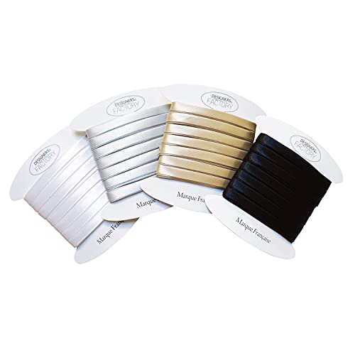 Schöne satin schrägband (Satz mit 4 Stück (5 Meter pro Farbe), Weiß, schwarz, gold, silber) von designers-factory