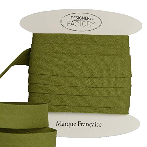 designers-factory Schrägband Baumwolle gefalzt - viele Farben erhältlich - Schrägband aus Baumwolle - Einfach zu nähen und ideal zum Veredeln Ihrer Kreationen (Um 10 Meter, Tarngrün) von designers-factory