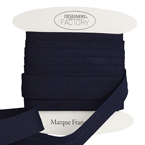 designers-factory Schrägband Baumwolle gefalzt - viele Farben erhältlich - Schrägband aus Baumwolle - Einfach zu nähen und ideal zum Veredeln Ihrer Kreationen (Um 10 Meter, dunkelblau) von designers-factory