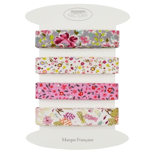 Set von 4 bedrucktes Baumwoll schrägband - Mehrere Farben erhältlich - Set von sehr guter Qualität - 2 Meter pro Farbe - 100% Baumwolle. (Set I) von designers-factory