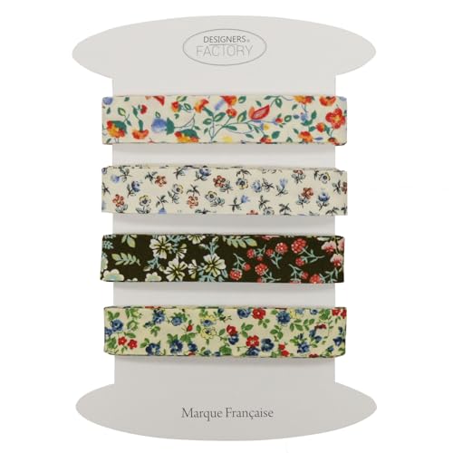 Set von 4 bedrucktes Baumwoll schrägband - Mehrere Farben erhältlich - Set von sehr guter Qualität - 2 Meter pro Farbe - 100% Baumwolle. (Set J) von designers-factory