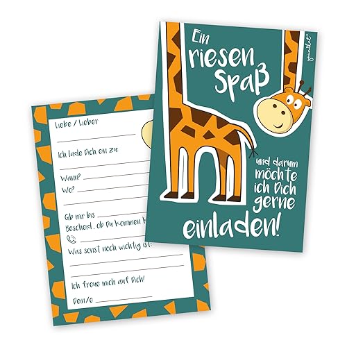 #detailverliebt 15 Giraffen Einladungskarten I dv_179 I DIN A6 I Einladung Set zum Ausfüllen für Kinder Mädchen Jungen I Kindergeburtstag Einschulung Baby-Party von #detailverliebt
