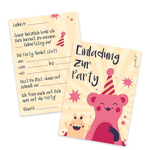 15 Monster Einladungskarten I dv_087 I DIN A6 I Einladung Set Kinder-Geburtstag zum Ausfüllen für Kinder Mädchen pink rosa von #detailverliebt