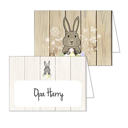 15 Tischkarten Oster-Hase I dv089 I DIN A7 I Platzkarten Namens-Karten Namensschilder Sitzplatz-Karten zum Aufstellen und Beschriften für Ostern von #detailverliebt