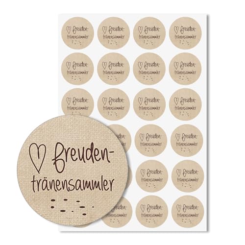 24 Aufkleber Freudentränen-Sammler I dv_048 braun I Ø 4 cm I Set Freudentränen-Sticker Hochzeits-Sticker I Taschentuch Tränen Hochzeit Dekoration von #detailverliebt