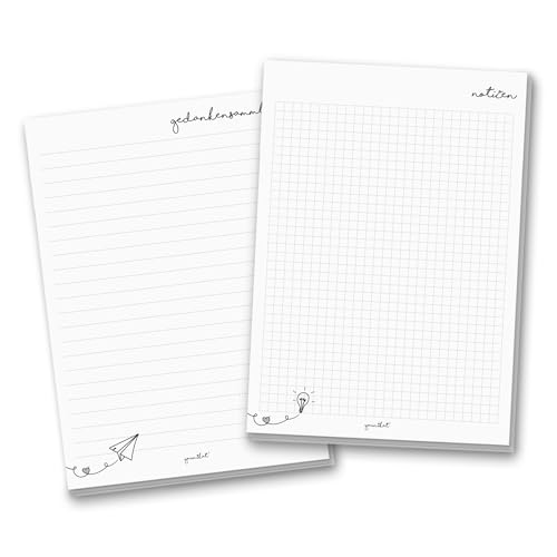 2er Notizblock Set in DIN A5 I 50 Blatt I Notizen und Gedankensammler, kariert liniert I Schreibblock zum Abreißen für Büro Arbeit Zuhause I dv505 von younikat