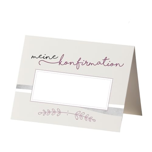 #detailverliebt 40 Tischkarten zur Konfirmation I dv126 I DIN A7 I Platz-Karten Namens-Kärtchen Sitzplatz-Karten Vintage Aufsteller quer zum Beschriften von #detailverliebt