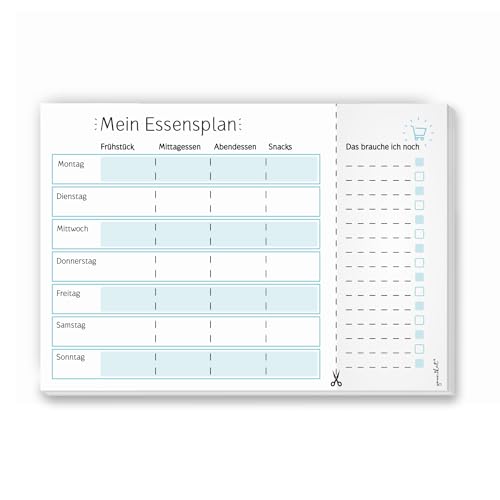 Notiz-Block Mein Essensplaner I dv_257 I DIN A4 I 50 Blatt I Essens-Organizer mit Einkaufs-Liste Vordruck Block für Familien zum Abreißen von #detailverliebt