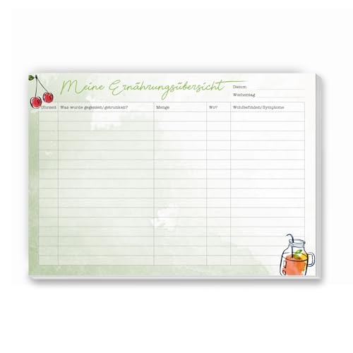 Schreibblock - Meine Ernährungsübersicht I dv306 I DIN A4 I Essensplan Ernährungsplan Tagesplan Organizer Notizblock zum Abreißen und Ausfüllen Grün von #detailverliebt
