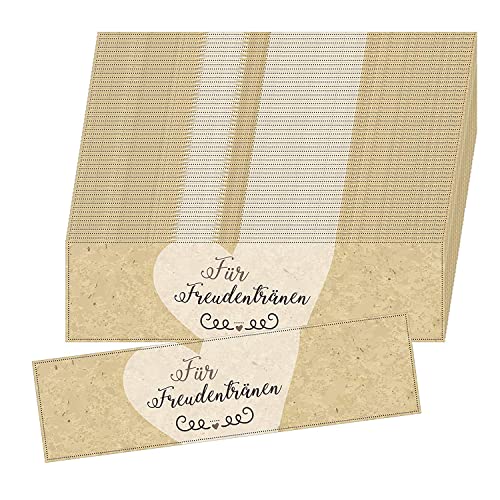 #detailverliebt 48 Papier-Banderolen für Freudentränen I dv_138 I Set braun I Taschentücherbanderole Hochzeit Tränen Kirche Trauung Herz Dekoration von #detailverliebt