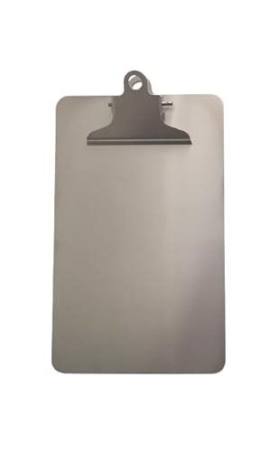 Klemmbrett, Schreibplatte aus Edelstahl, DIN A5, detektierbar, Clipboard, Portrait, B16cm x H26cm von detektierbar.de