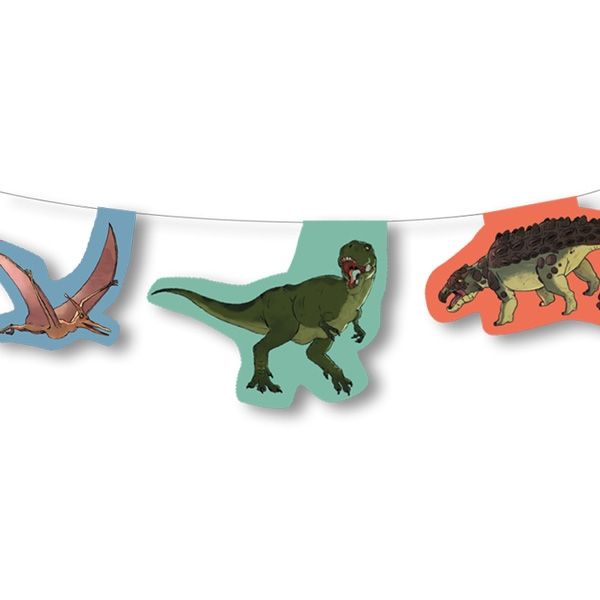 Dinosaurier Motiv-Girlande für Dinoparty aus Pappe, 3,5 m, 1 Stück von dh-konzept