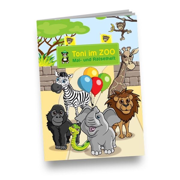 Mal- und Rätselheft "Zoo", DIN A6 mit Kinderrätseln und Ausmalbildern von dh-konzept