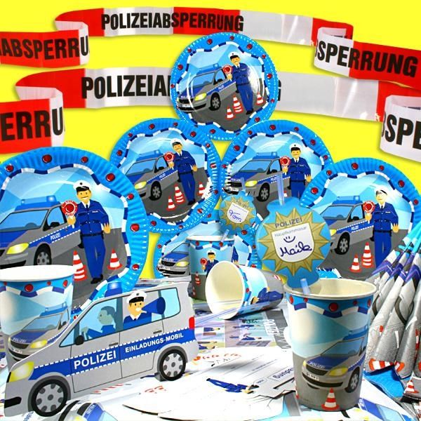 Polizei Party-Komplettset, kreative Partygestaltung für bis zu 6 Gäste von dh-konzept