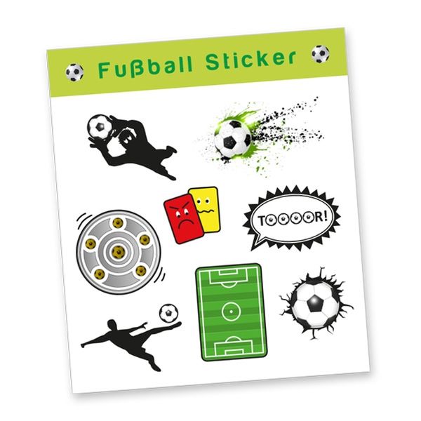 Stickerbogen "Fußball" mit 8 Stickern, Gastgeschenke zum Kindergeburtstag von dh-konzept