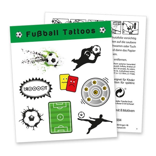 Tattoobogen "Fussball" mit 8 Tattoos Tattoobogen "Fussball" mit 8 Tattoos von dh-konzept