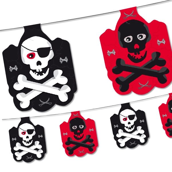 Totenkopf-Wimpelkette für Piraten-Partydeko mit Totenschädel 3,5 m Totenkopf-Wimpelkette für Piraten-Partydeko mit Totenschädel 3,5 m von dh-konzept