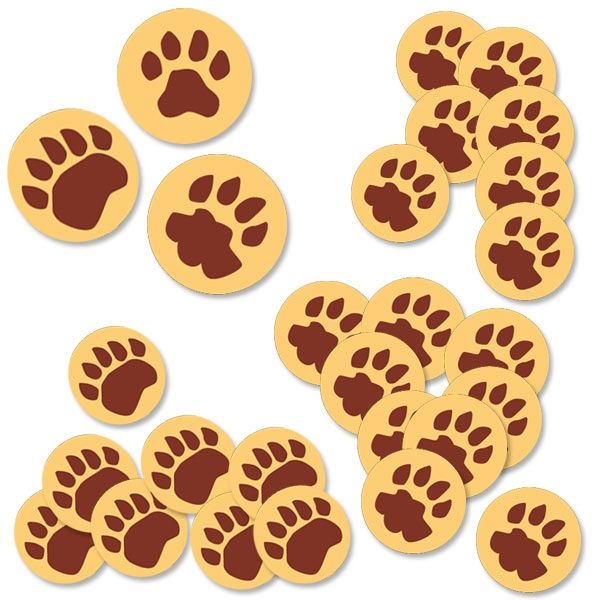 XXL Konfetti Raubtierspuren, 10 x Löwe, 10 x Leopard, 10 x Bär, je 4cm XXL Konfetti Raubtierspuren, 10 x Löwe, 10 x Leopard, 10 x Bär, je 4cm von dh-konzept