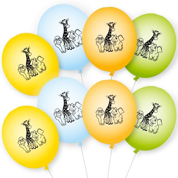 Zoo Luftballons im 8er Pack mit einem Umfang von 90cm, Latex von dh-konzept